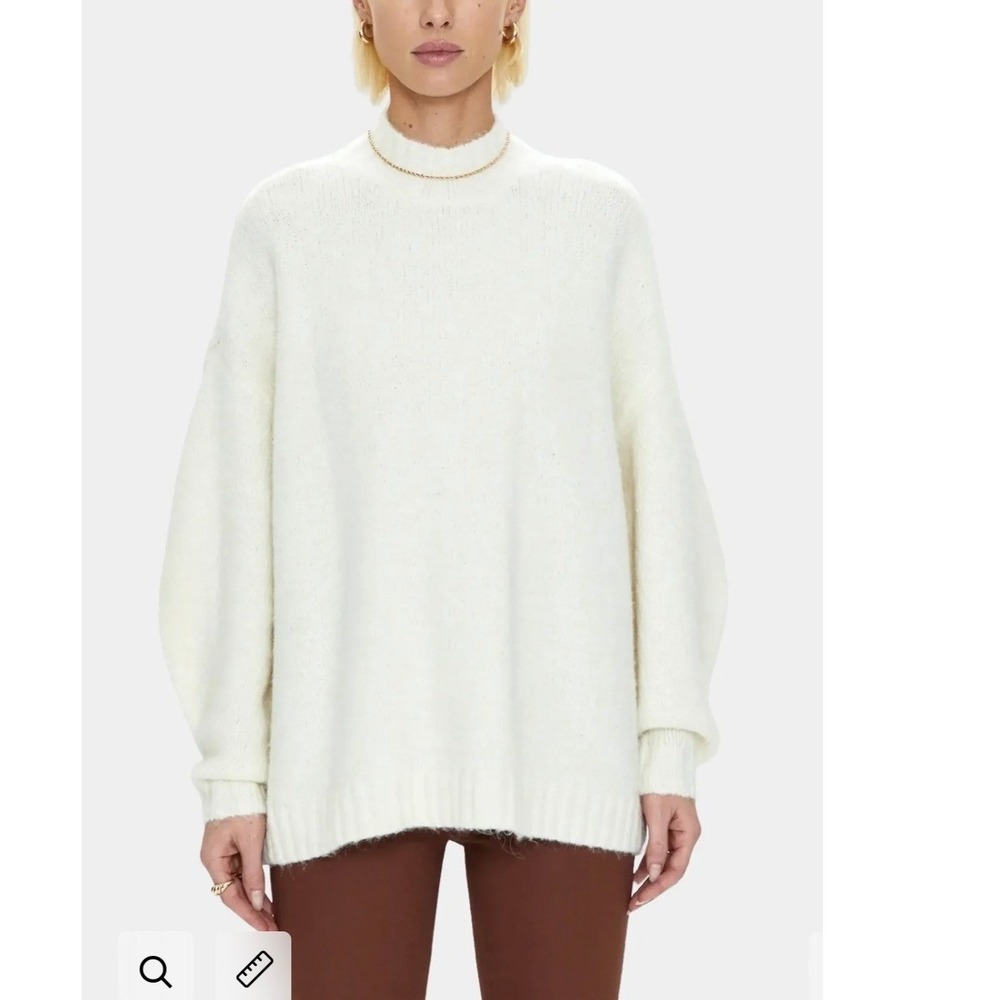 Pistola Carlen Mock Neck Oversized Sweater Ecru White Alpaca Wool Blend Small